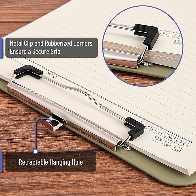Mr. Pen- Plastic Clipboard, 12.5" x 9", 2 Pack, Faded Earthy Clipboard Plastic, Low-Profile Metal Clip with Retractable Hanging Hole