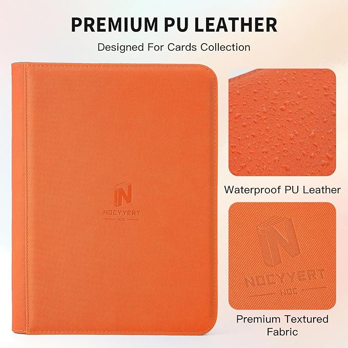 Trading Card Binder, Premium 9 Pocket 540 Double Sided Pocket Collection Binder, Card Album for TCG Card Holder for Game Card, Sports Card, Yugioh, MTG etc(Orange)