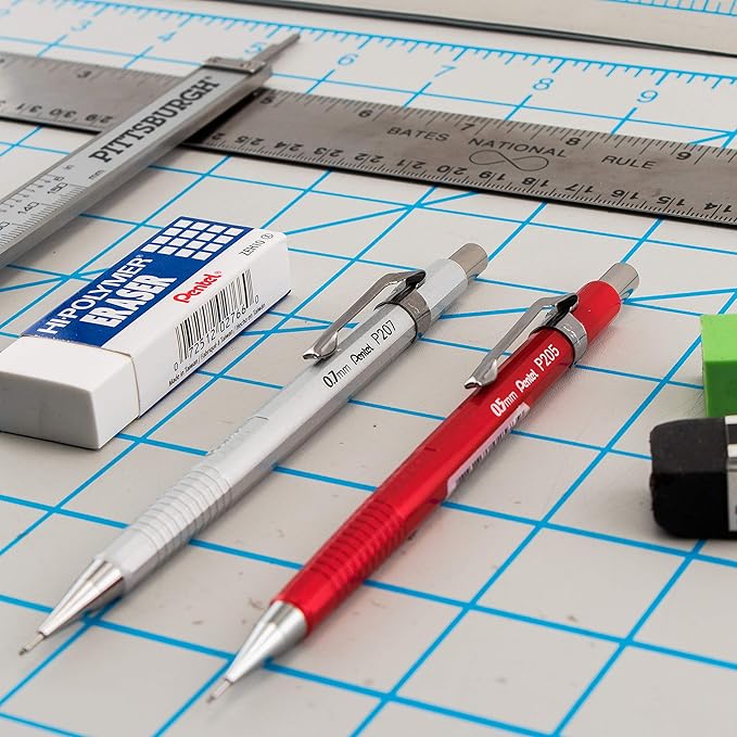 Pentel Sharp Mechanical Pencil, (0.7mm), Medium Line, Metallic Barrel, Assorted Colors, Pack of 3 (P207MBP3M1)