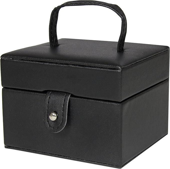 Best Choice Products Leather Box Organizer Storage With Mini Travel Case - Black
