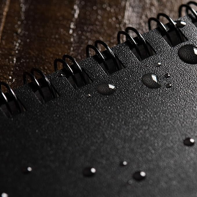 Rite in the Rain Weatherproof Side Spiral Weekly Planner, 6.625" x 8.5", Black Cover, Undated Calendar (No. P52-LG)