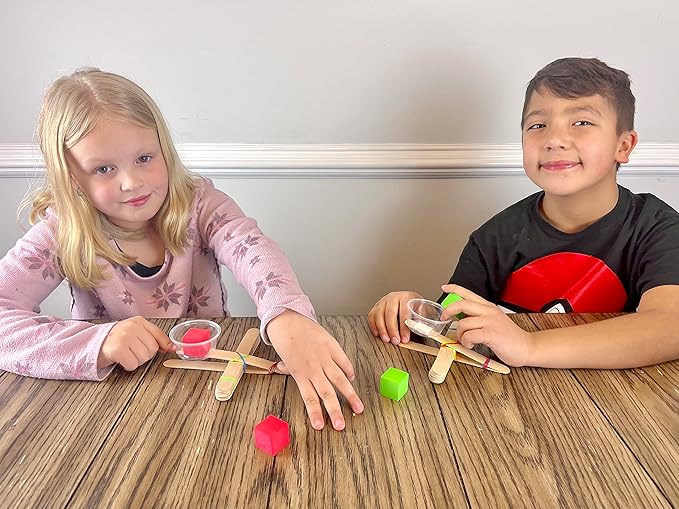 Craft Stick Catapults Kit – Supplies for 5 Catapults, Complete STEM Project for Kids with Instructions, Ages 8 and up