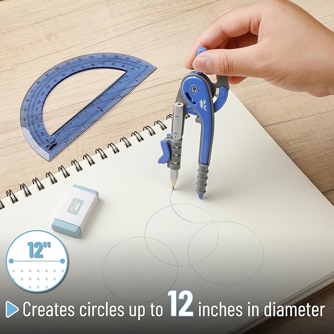 Mr. Pen- Compass and Protractor Set, Math Compass for Geometry and Drawing