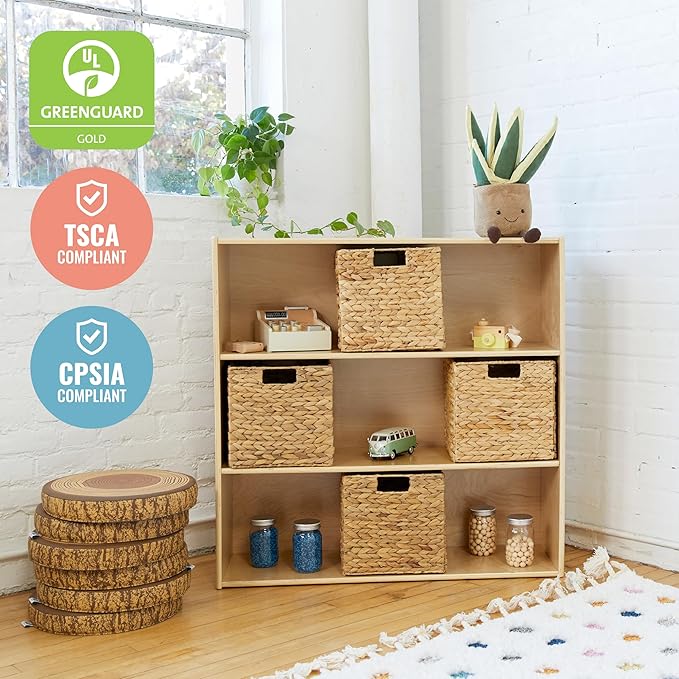 ECR4Kids Streamline 3-Shelf Storage Cabinet, 36in, Kid's Bookshelf, Natural