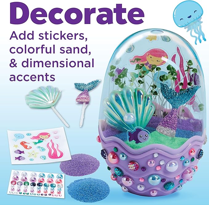 Creativity for Kids Mini Garden: Mermaid Terrarium Kit - Mermaid Gifts for Girls, Crafts and Toys, Easter Basket Stuffers for Kids (Ages 6+)