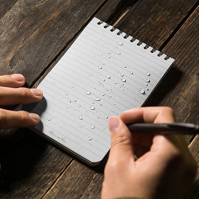 Rite in the Rain Weatherproof Top Spiral Notebook, 4" x 6", Black Cover, Universal Pattern (No. 746)