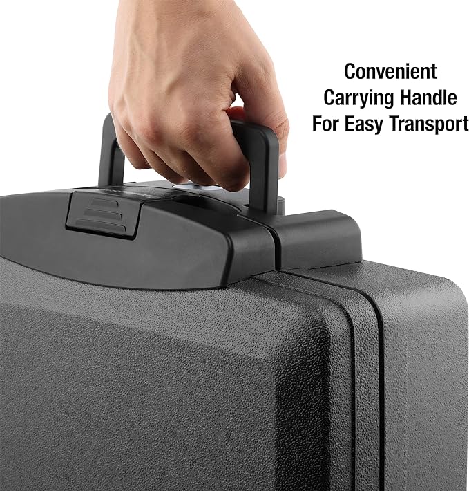 SentrySafe Fireproof and Waterproof Safe, Black Portable Lock Box with Key Lock and Carrying Handle for Money, Passport, Exterior: 14.3 in W x 13 in D x 6.1 in H, ‎H0100