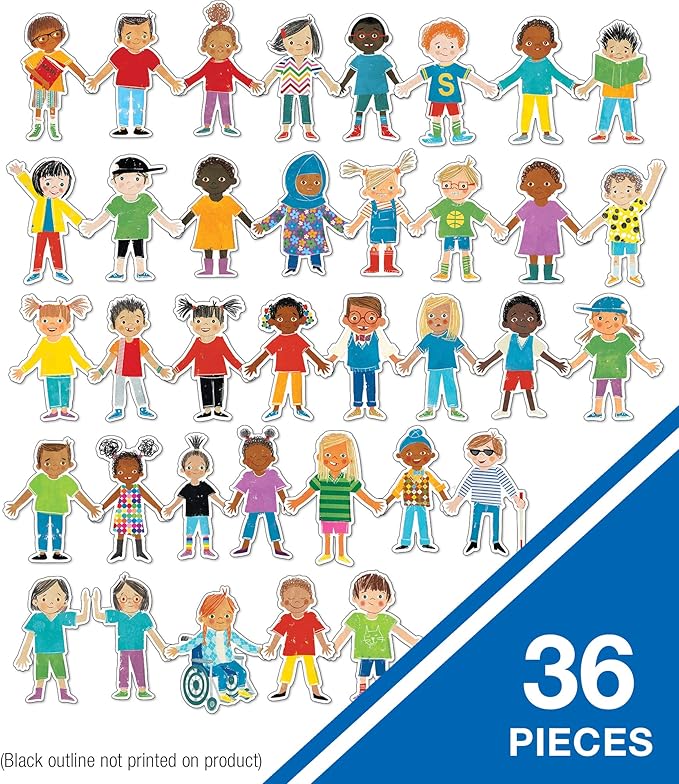 Carson Dellosa 36-Piece All are Welcome Children's Book Cutouts, Diverse Students and Kids Accents for Back to School, Bulletin Board, and Classroom Decor