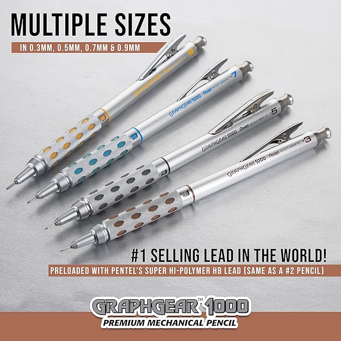 Pentel GraphGear1000 Automatic Drafting Pencil (0.9mm), Yellow Accents
