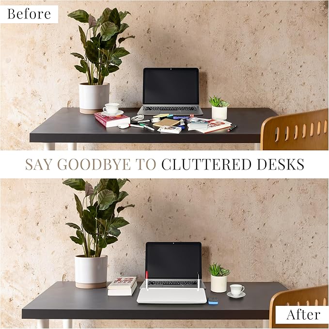 Birch Small Desktop Whiteboard – Glass Dry Erase Board Desk Pad Keyboard Stand with Storage Compartment 3 Markers & Marker Holder – Perfect for Office, Home, & School (Cloud)