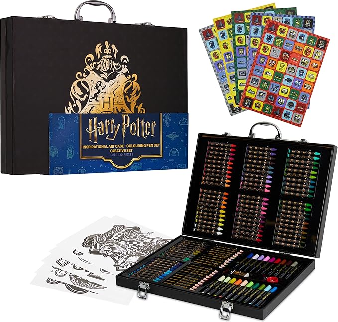 Harry Potter Gifts Colored Pencils 130pcs Art Supplies Drawing Kit School Supplies Painting Kids Drawing Pencils Art Kit Travel Case with Crayons (Black)