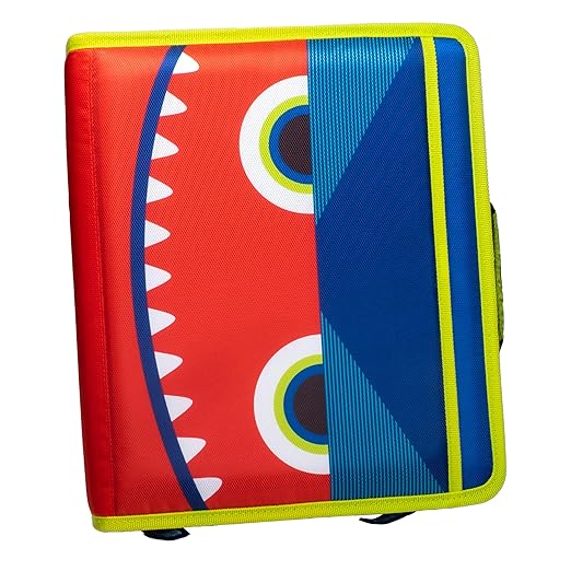 Case-it 6 Pack Z Shape Zipper Binder - Two Binders in One - Double Sided 1.5 Inch D-Ring - 500 Page Capacity - Comes with Shoulder Strap, Monster Design Z-176-ME-C-BLUR, Light Blue, Purple