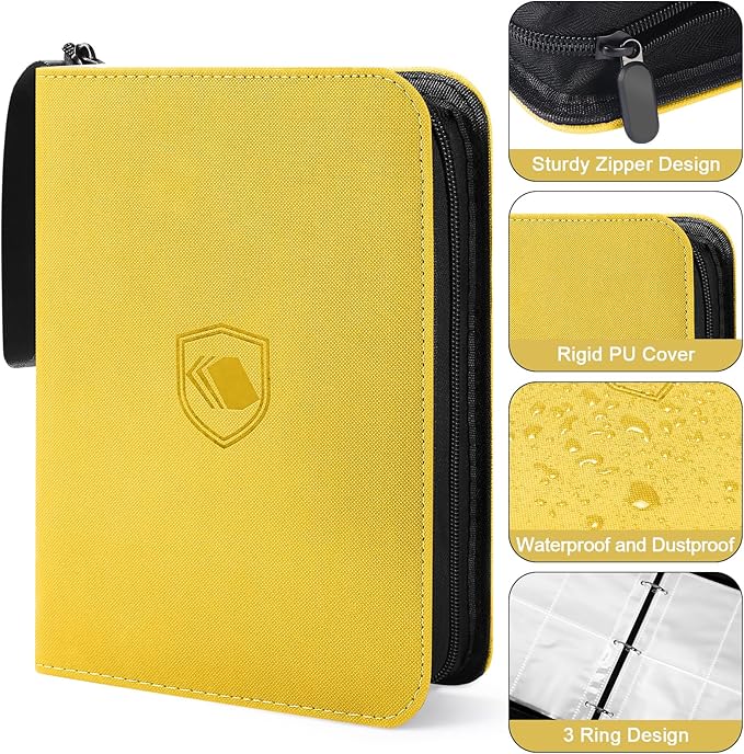 440 Pockets Trading Card Binder, PU Cover Zipper Card Collection Album, Sturdy Card Folder Holder for MTG, TCG, Game Cards, Sports Cards