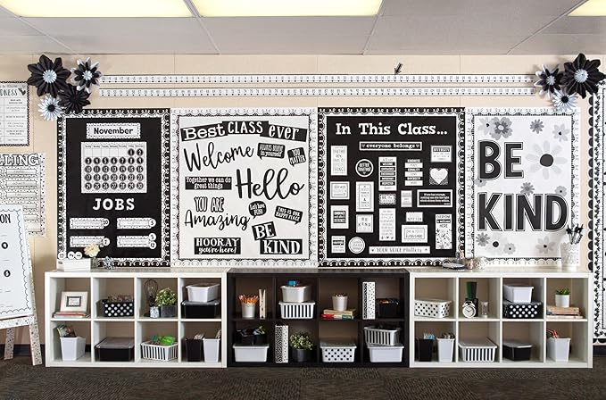 Teacher Created Resources Black and White Floral Be Kind Bulletin Board (TCR6801)
