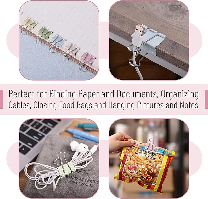 Mr. Pen- Binder Clips, 120 pcs, Assorted Sizes, Colored Binder Paper Clips, Bulk Paper Clamps for Office Supplies, Home, School, Business, Document Organizing