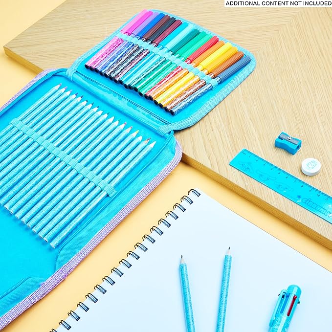 Hello Kitty Sanrio Pencil Case Kids Colored Pencils Markers Kawaii Kuromi Stationery Gifts for Kids (Blue Cinnamoroll)