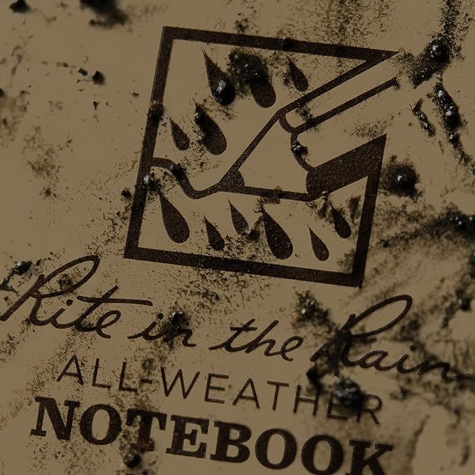 Rite in the Rain Weatherproof Side Spiral Notebook, 4.625" x 7", Tan Cover, Universal Pattern, 3 Pack (No. 973TL3)