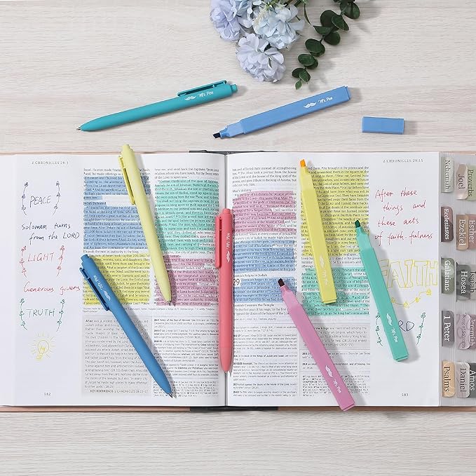 Mr. Pen- Bible Highlighters and Pens No Bleed, 8 Pack, Colorful Bible Pens and Highlighters No Bleed