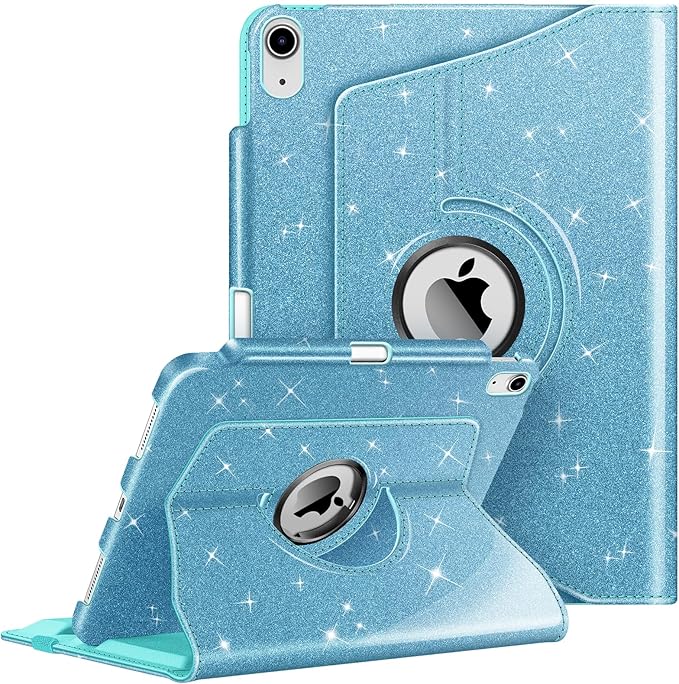 Fintie Rotating Case for iPad (A16) 11th Generation 11 Inch (2025), iPad 10th Generation 10.9 Inch (2022) - [Built-in Pencil Holder] 360 Degree Rotating Protective Stand Cover, Glittering Blue