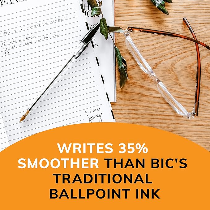 BIC Cristal Xtra Smooth Blue Ballpoint Pens, Medium Point (1.0mm), 12-Count Pack, Extra Smooth and Reliable Ballpoint Pens