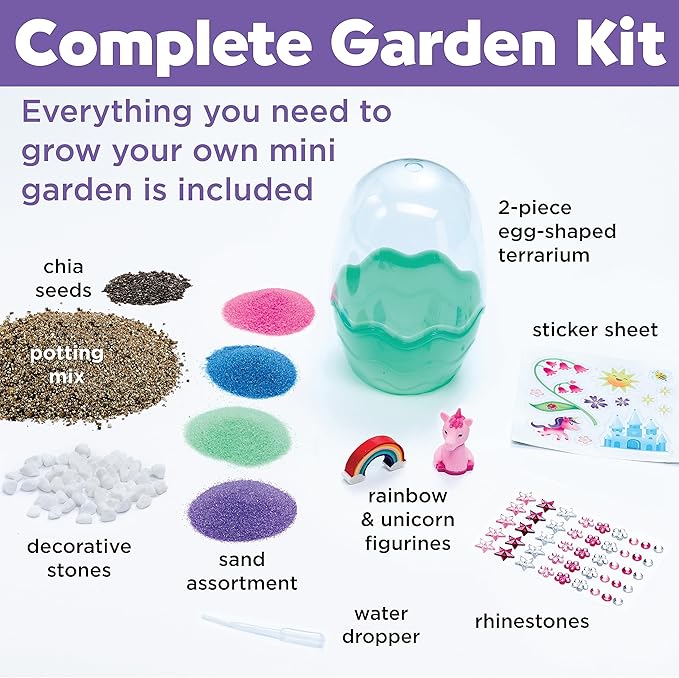 Creativity for Kids Mini Garden: Magical Unicorn Terrarium Kit - Unicorn Gifts for Girls, Kids Craft and Toy, Unique Easter Basket Stuffers (Ages 6+)
