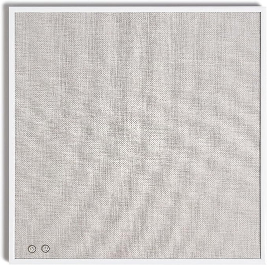 U Brands Farmhouse Linen Bulletin Board, 14" x 14", White Metal Frame, Industrial Grade Pinning Surface