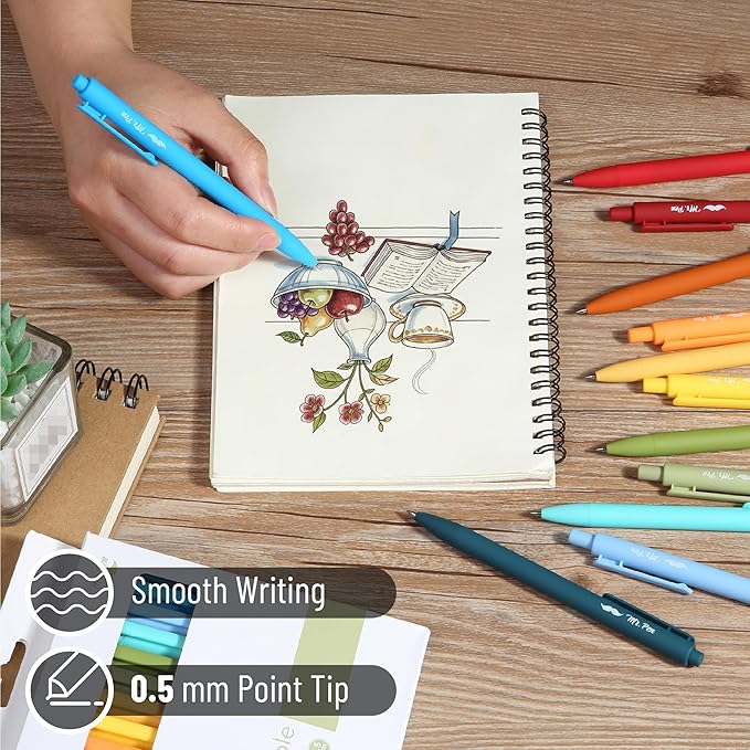 Mr. Pen- Retractable Gel Pens for Journaling, 12 Pack, Winter Forest Color Inks, Fast Dry, Soft grip Barrels, Smooth Writing, 0.5mm Fine Point Aesthetic Pens