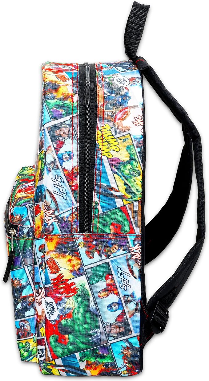 Marvel Avengers Backpack with Lunch Bag Set - Bundle of 16” School Bag, Spiderman Lunch Box, Water Bottle, Stickers, More | Avengers School Supplies for Kids