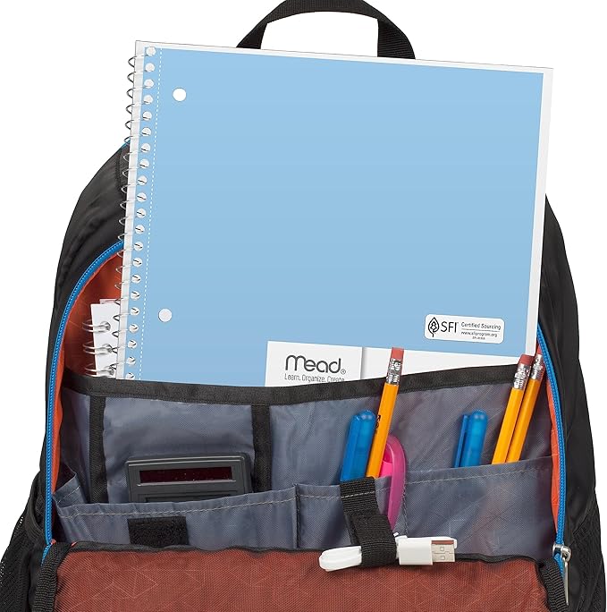 Mead Spiral Notebook,1 Subject,Wide Ruled Paper,7-1/2" x 10-1/2",70 Sheets per Notebook,Assorted Pastel Colors (930050-ECM),(Pack of 24)