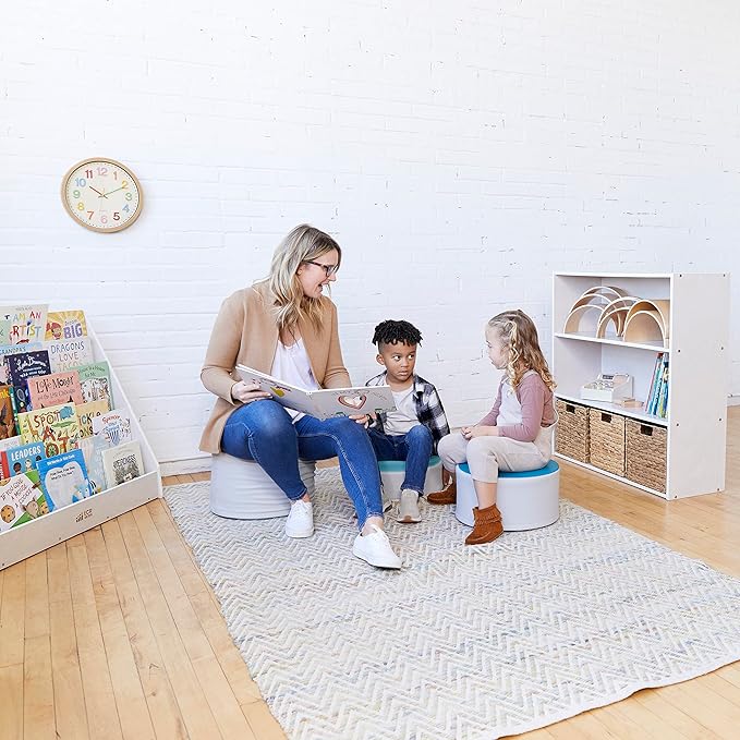 ECR4Kids Streamline 3-Shelf Storage Cabinet, 36in, Kid's Bookshelf, White Wash