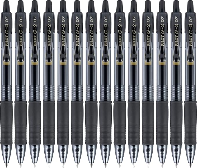 Pilot G2 Premium Gel Roller Pens 0.7, Fine Point Smooth Writing Pens Black, Pack of 14