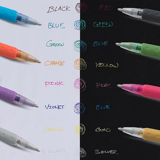 Pentel Sparkle Pop Metallic Gel Pen, (1.0mm) Bold Line, Assorted Colors, 4-Pack, Bold (K91BP4M1)