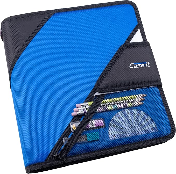 Case-It Open Tab Velcro Closure 2-Inch Binder, 5-Color Tabbed Expanding File, S-826-A Midnight Blue, 4 Pack
