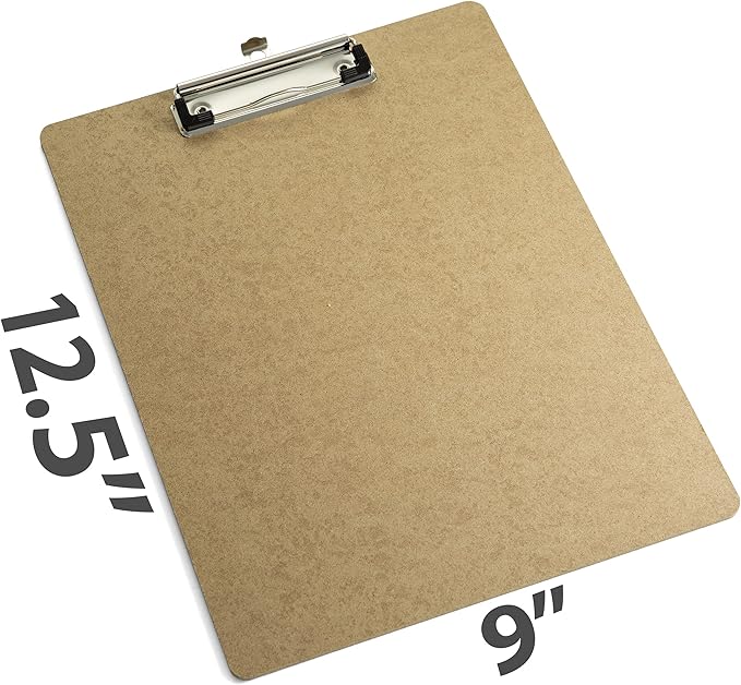 Officemate Recycled Wood Clipboards, Low Profile Clip, 24 Pack Clipboards, Letter Size (9 x 12.5 Inches), Brown (83824)