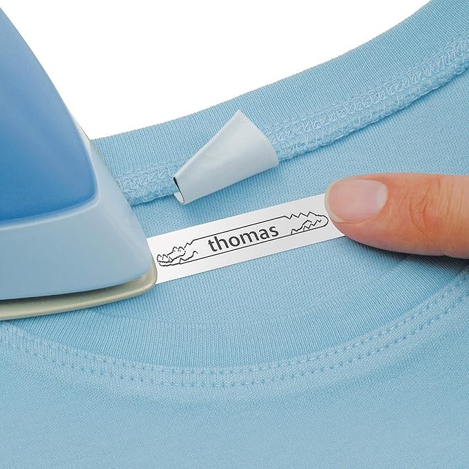 DYMO LetraTag Iron-On Fabric Labels | Authentic | 12 mm x 2 m Roll | Black Print on White | Iron-On Clothing Labels Ideal for Uniforms/Children's Clothing | for LetraTag Printers
