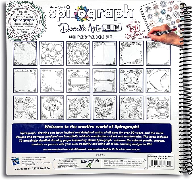Spirograph — Doodle Art Journal — Activity Drawing Kit — with Guided Drawing Templates for Kids 8+
