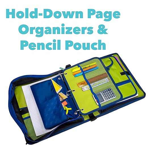 Case-it The Dual 2-in-1 Zipper Binder | Two 1.5-Inch D-Rings, 600 Sheet Capacity, Pencil Pouch & Multiple Pockets | School & Office Organizer with Shoulder Strap | Dual-101 Monster Design Purpal
