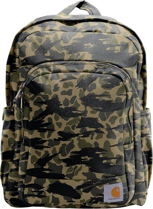 Carhartt 25L Classic Laptop Backpack, Durable Water-Resistant Pack W/ 15" Laptop Sleeve and Multiple Organizational Compartments, Contains PFAS, Blind Duck Camo