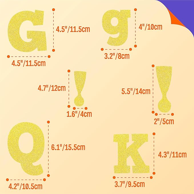 288 PCS Alphabet Combo Set, Gold Glitter Bulletin Board Letters 78pcs Uppercase Letters, 78pcs Lowercase Letters, 0-9 Numbers, Symbols & Punctuation, Chalkboard Classroom Letters for Home School Room