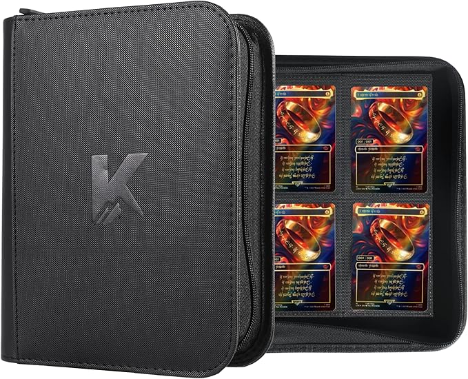 336 Card Binder, 4-Pocket Zipper Binder for Trading Cards, Side Loading Water-Resistant Album for MTG, TCG & Sports Cards (Black)