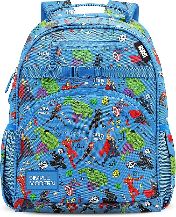 Simple Modern Medium Marvel Avengers Toddler Backpack for School Girls and Boys | Kindergarten Elementary Kids Backpack | Fletcher Collection | Kids - 15" tall | Avengers Heroes