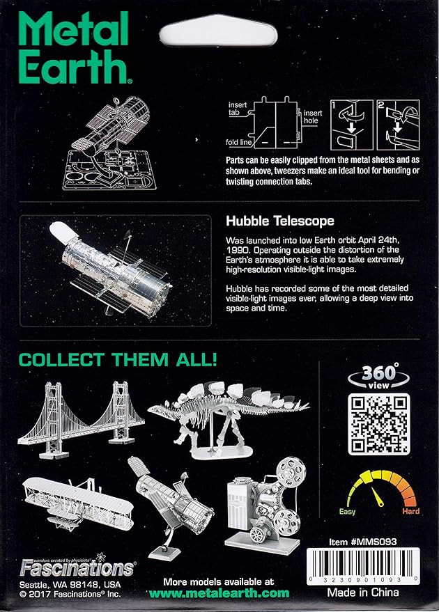 Metal Earth Fascinations Hubble Telescope 3D Metal Model Kit