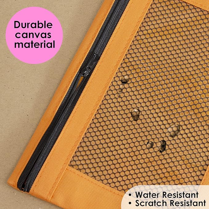 BAZIC PRODUCTS Pencil Pouch 3 Ring Binder Pouch w/Rivet Enforced Rings Holes, Pastel Color Mesh Window Zipper Pouchesr, 144-Pack