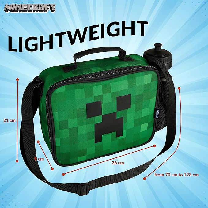 Minecraft Insulated Lunch Bag for Kids Creeper Lunchbox for Boys School Supplies Food Carrier Snacks Picnic Beach Days Travel Gamer Gifts for Kids (Green)