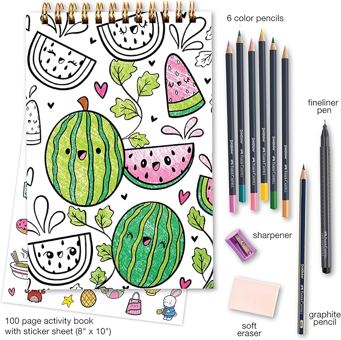 Faber-Castell Learn to Draw Kawaii World: Drawing Kit with Goldfaber Colored Pencils, 100+ Activities, Stickers & Supplies, Screen-Free Art Gift for Kids, Tweens & Beginners (Ages 8+)
