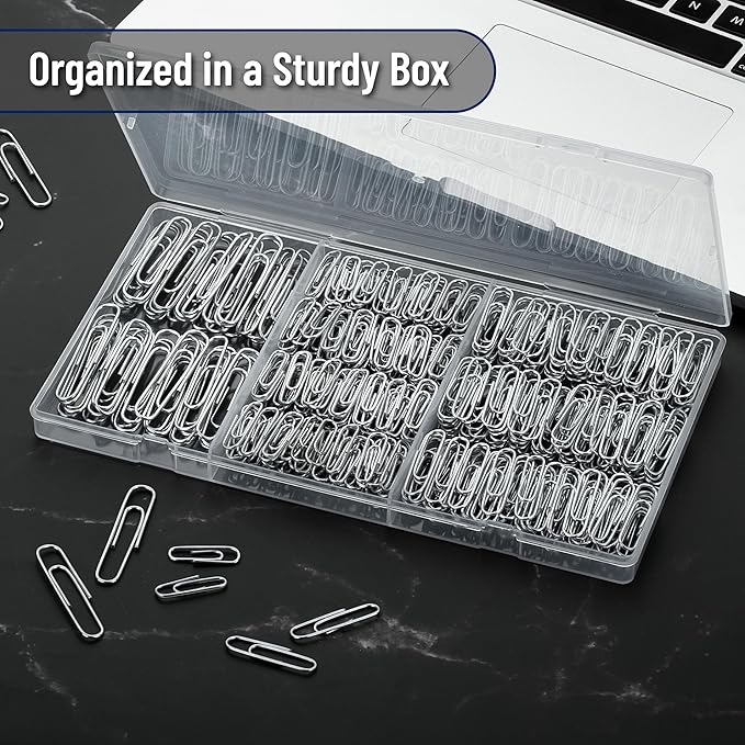 Mr. Pen- Silver Paper Clips, 450 pcs, 1", 1-1/4", 2", Zinc Galvanized Silver Paper Clips with Storage Box, Large and Small for Office, School, DIY, Binder Clips, Business Card Holders & Envelope Clips