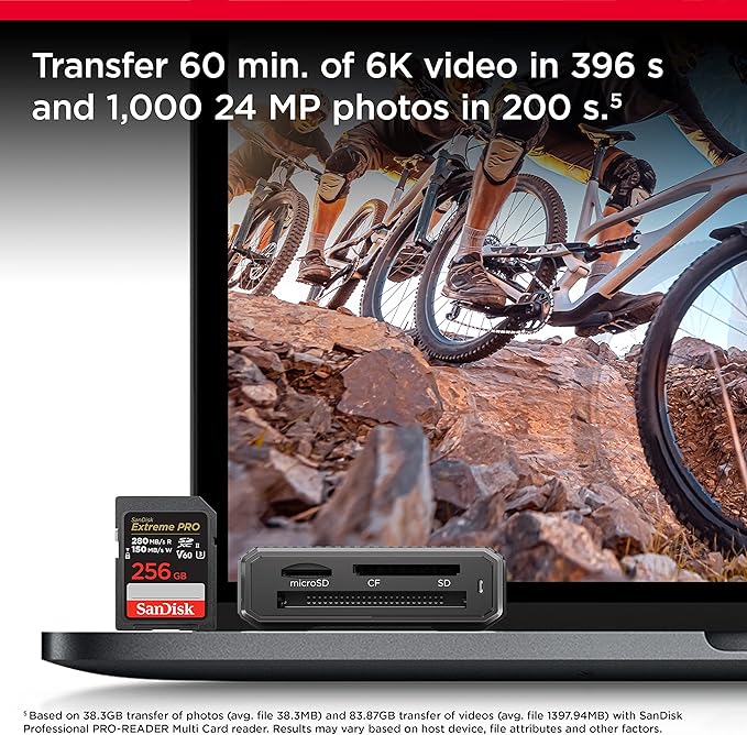 SanDisk 256GB Extreme PRO SDXC UHS-II Memory Card - C10, U3, V60, 6K, 4K UHD, SD Card - SDSDXEP-256G-GN4IN