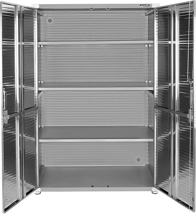 Seville Classics UltraHD Solid Steel Lockable Metal Storage Cabinet Locker Organizer, w/Adjustable Shelves for Garage, Warehouse, Office, Classroom, Granite, 48" W x 24" D x 72" H