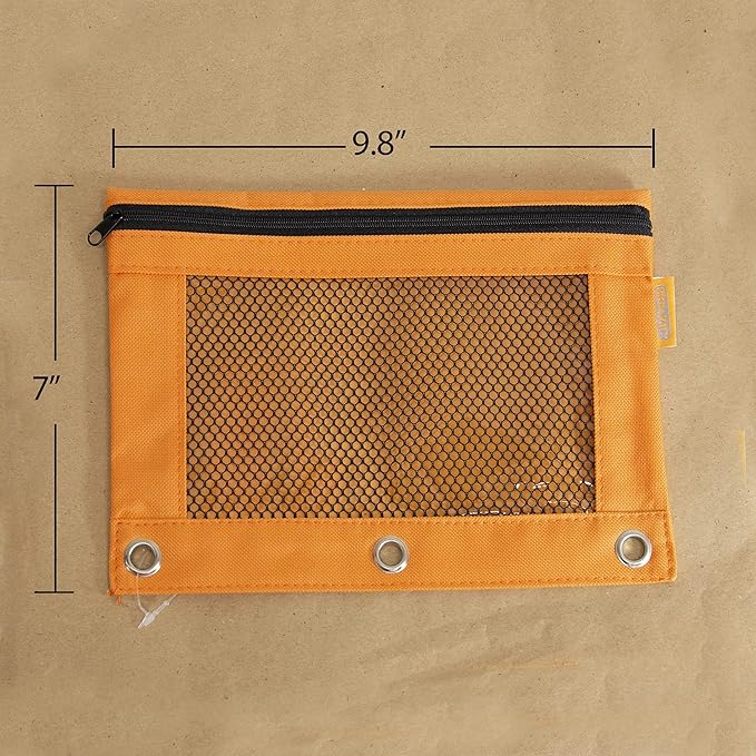 BAZIC PRODUCTS Pencil Pouch 3 Ring Binder Pouch w/Rivet Enforced Rings Holes, Pastel Color Mesh Window Zipper Pouchesr, 24-Pack
