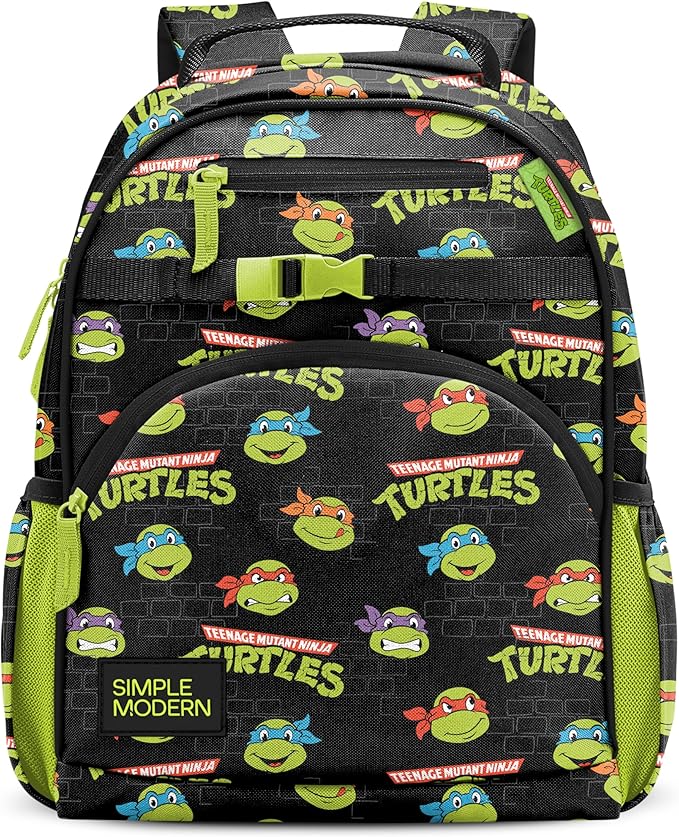 Simple Modern Medium Nickelodeon Viacom Kids Backpack for School Girls and Boys | Kindergarten Elementary Toddler Backpack | Fletcher Collection | Kids - 15" tall | TMNT Turtles Unite